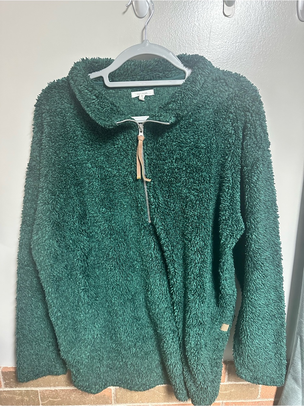 Maurices Deep Green Plush Half-Zip Cowl Neck Sweater